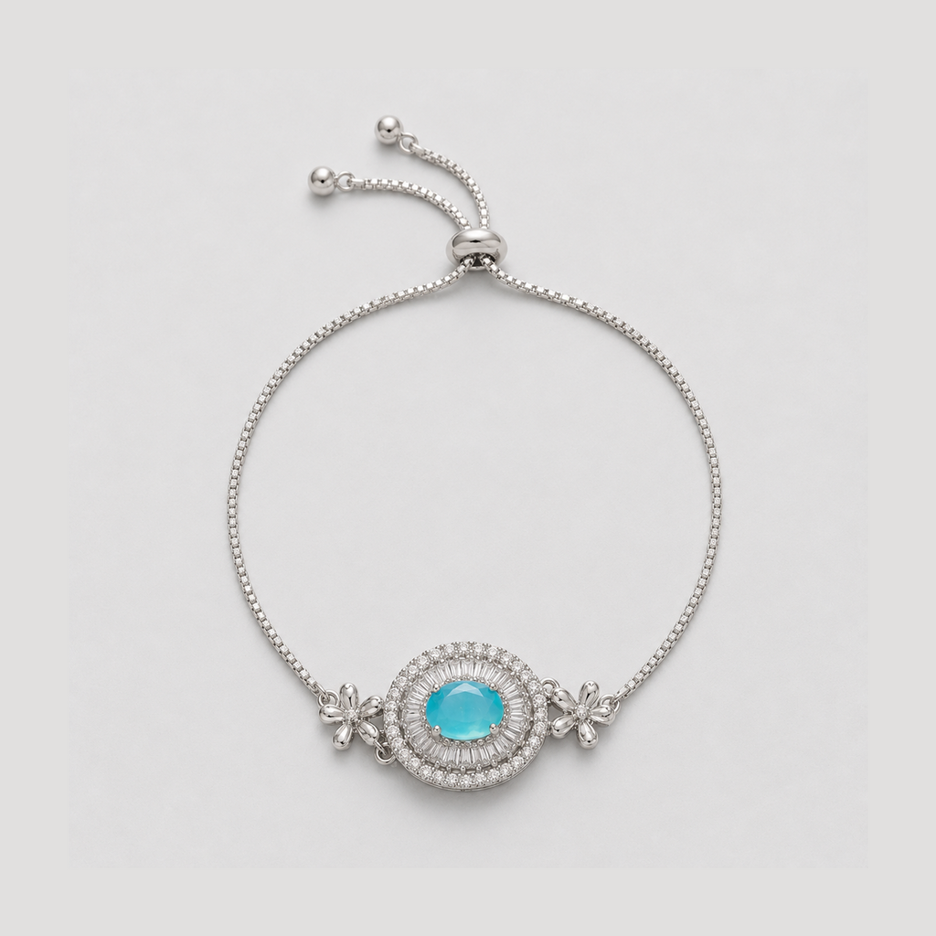 Blue Floral Slider Bracelet