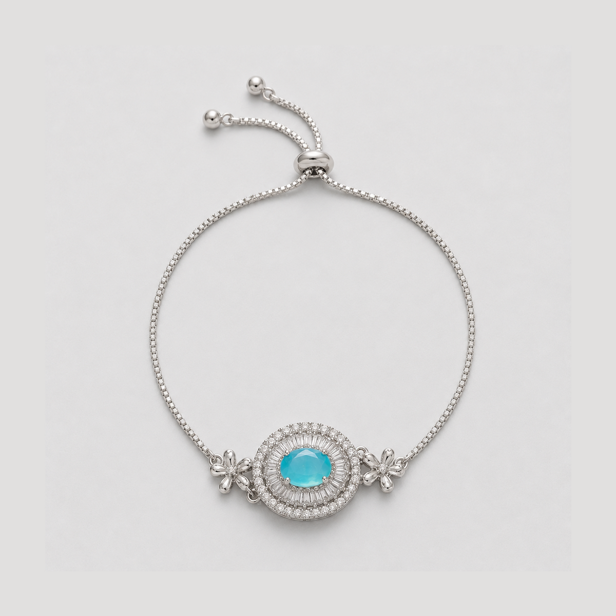 Blue Floral Slider Bracelet