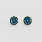 Blue Enamel & Crystal Stud Earrings