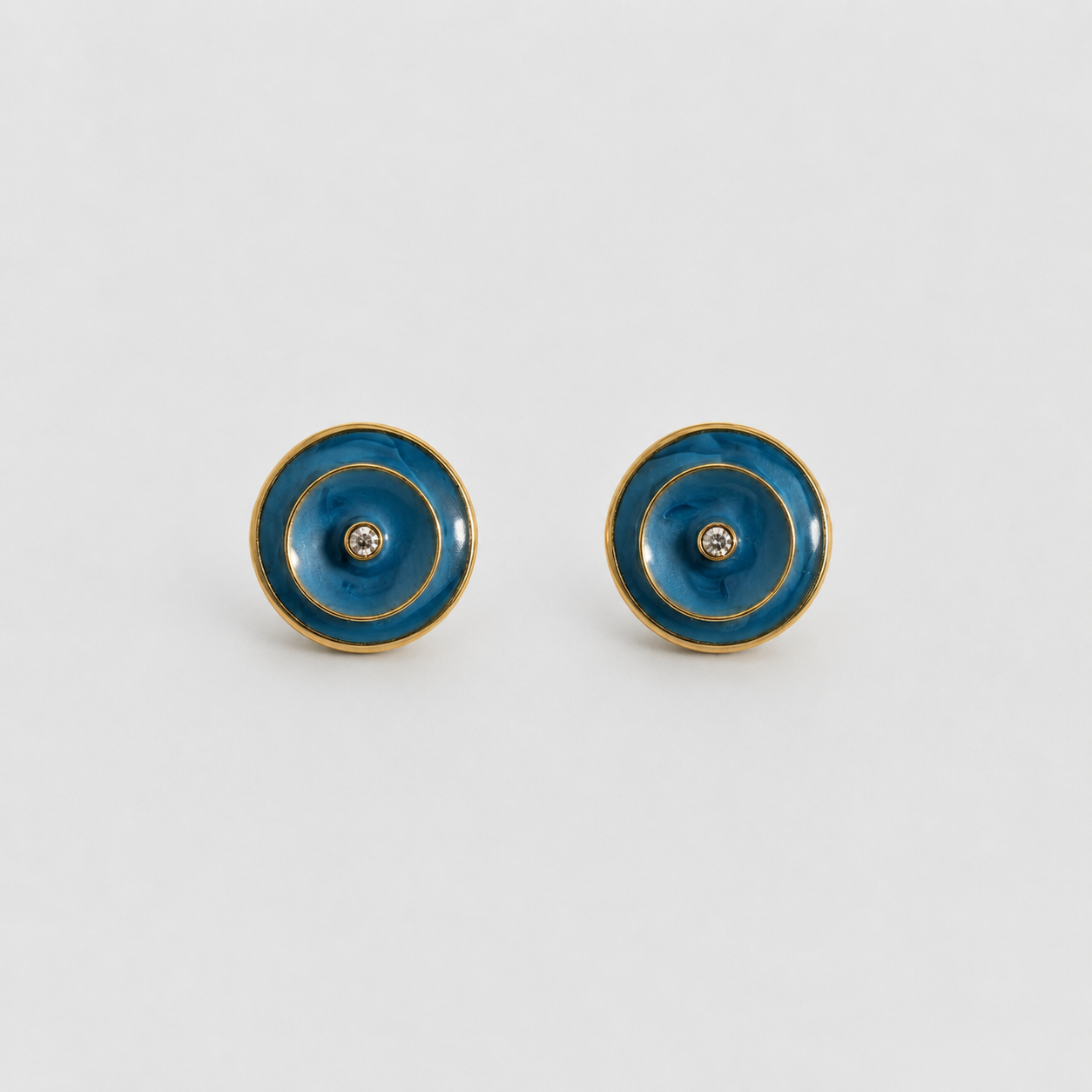 Blue Enamel & Crystal Stud Earrings