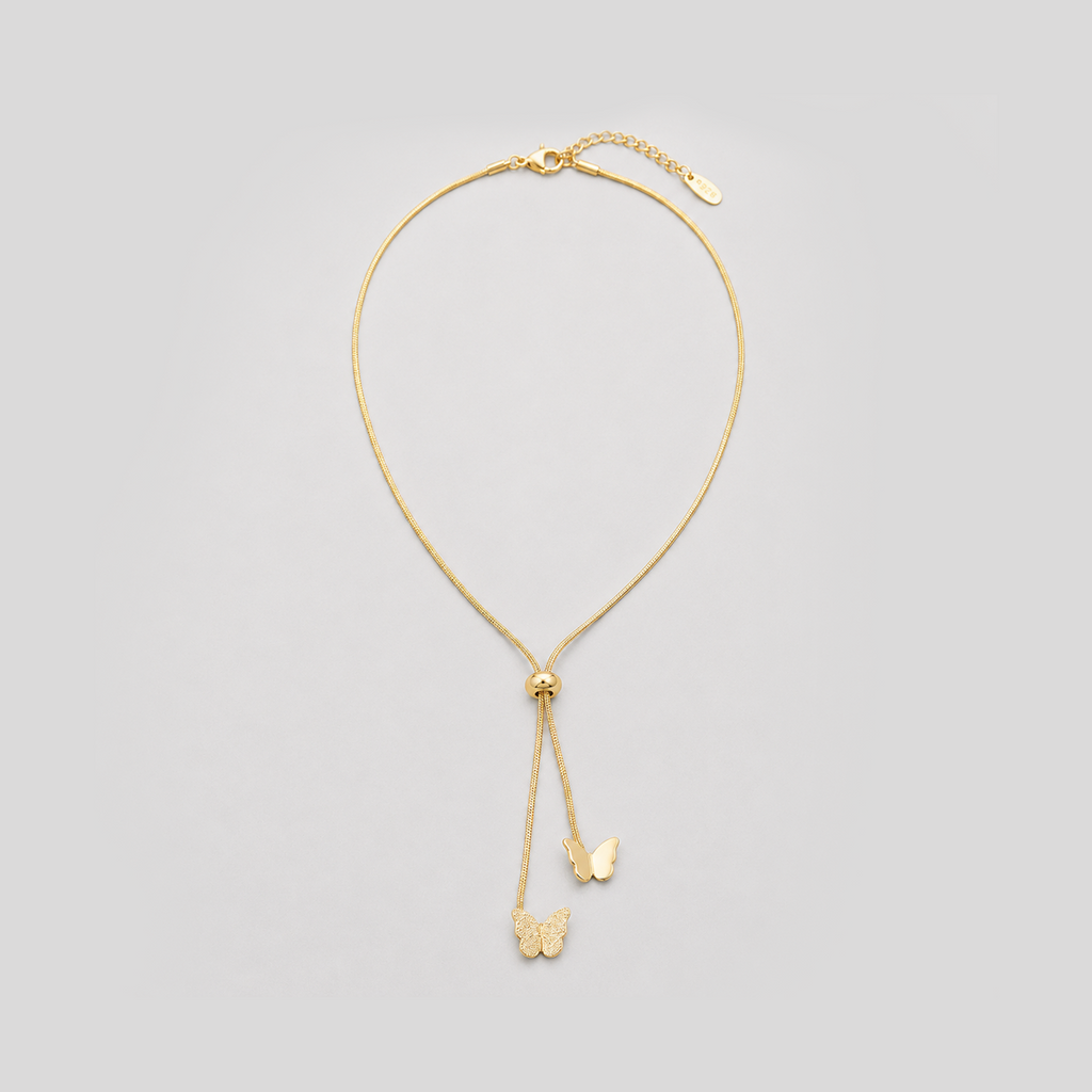 Minimalist Butterfly Drop Slider Necklace
