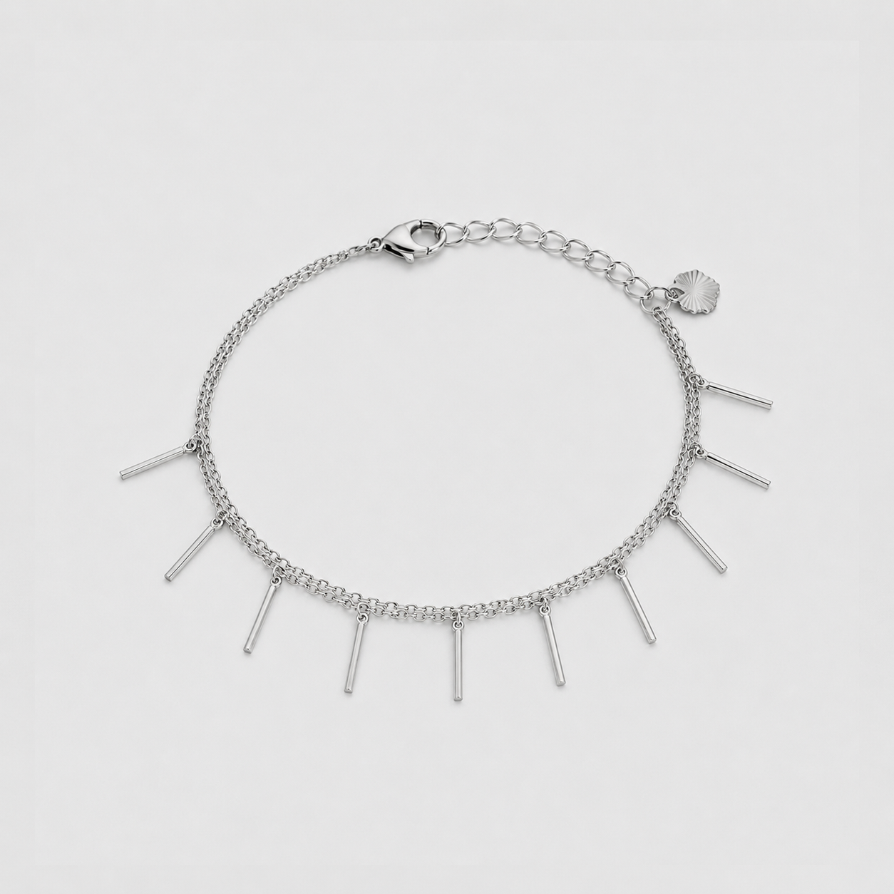 Modern Bar Charm Silver Bracelet