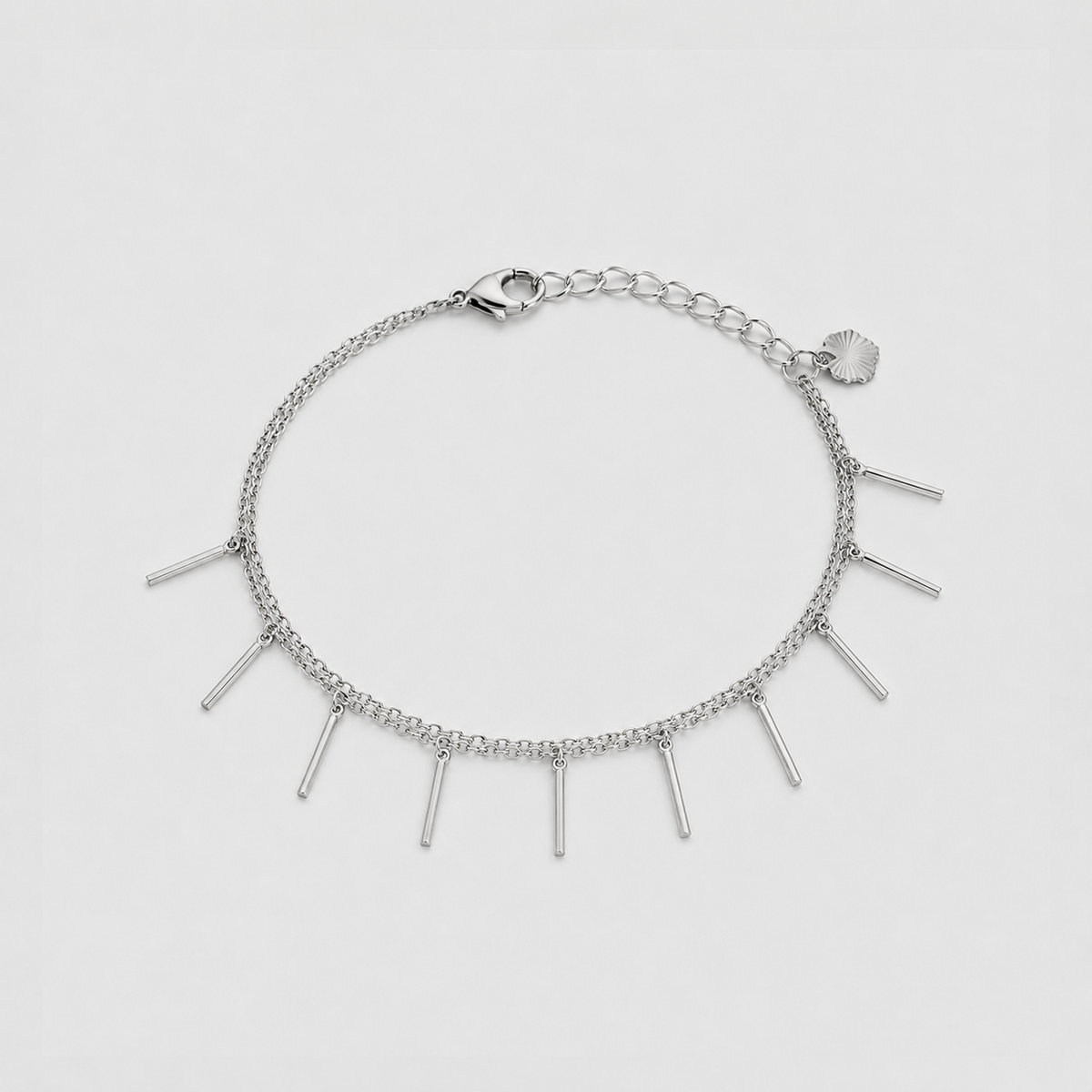 Modern Bar Charm Silver Bracelet