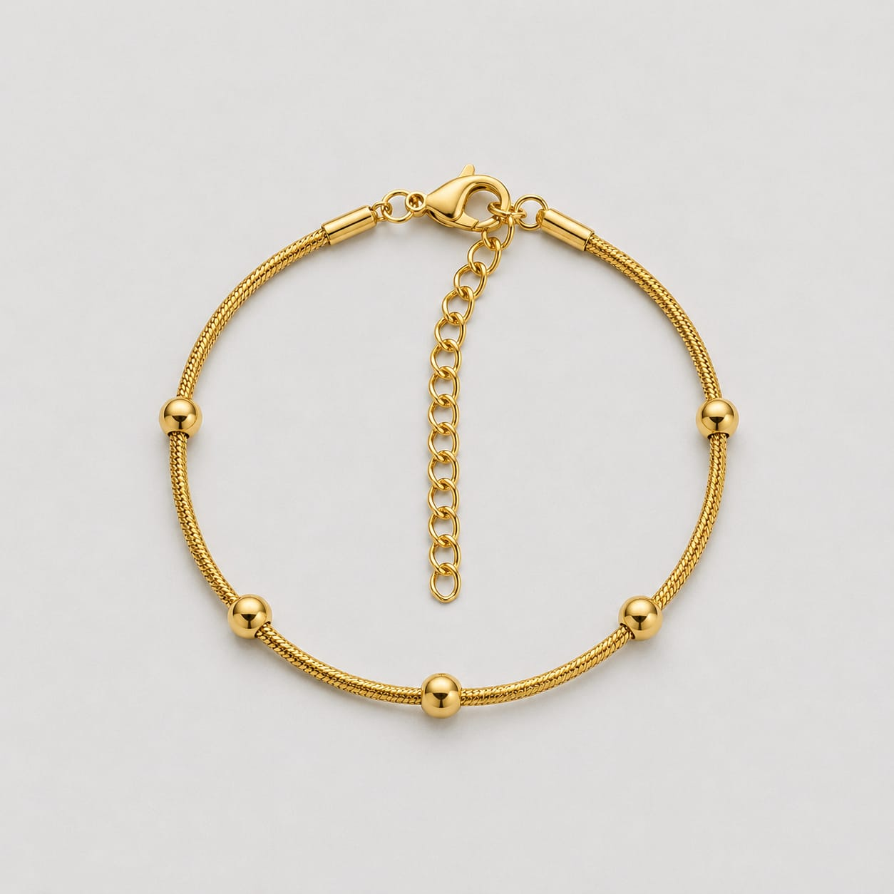Gold Bead & Snake Chain Bracelet