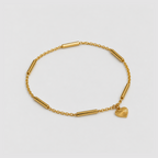 Textured Heart & Gold Bar Chain Bracelet