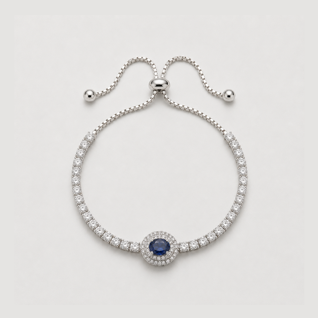 Midnight Sapphire Halo Tennis Bracelet
