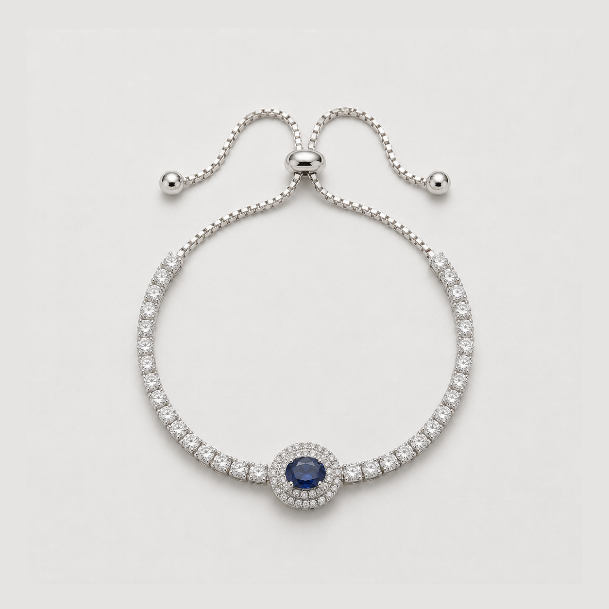 Midnight Sapphire Halo Tennis Bracelet