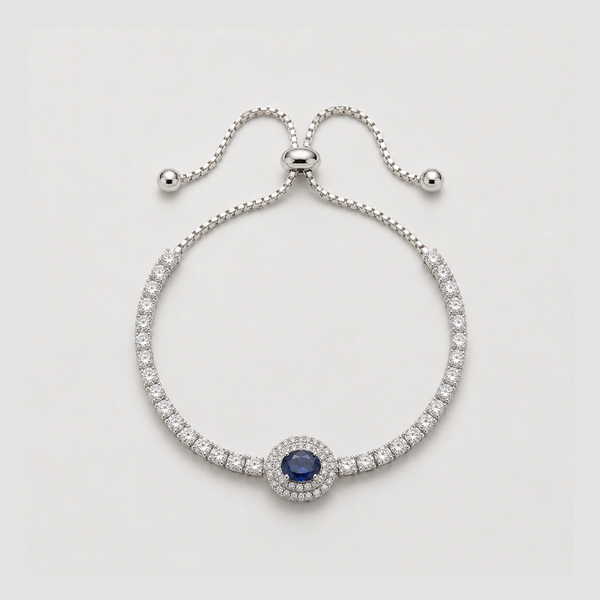 Midnight Sapphire Halo Tennis Bracelet
