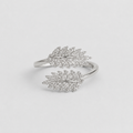Silver Feather Crystal Ring