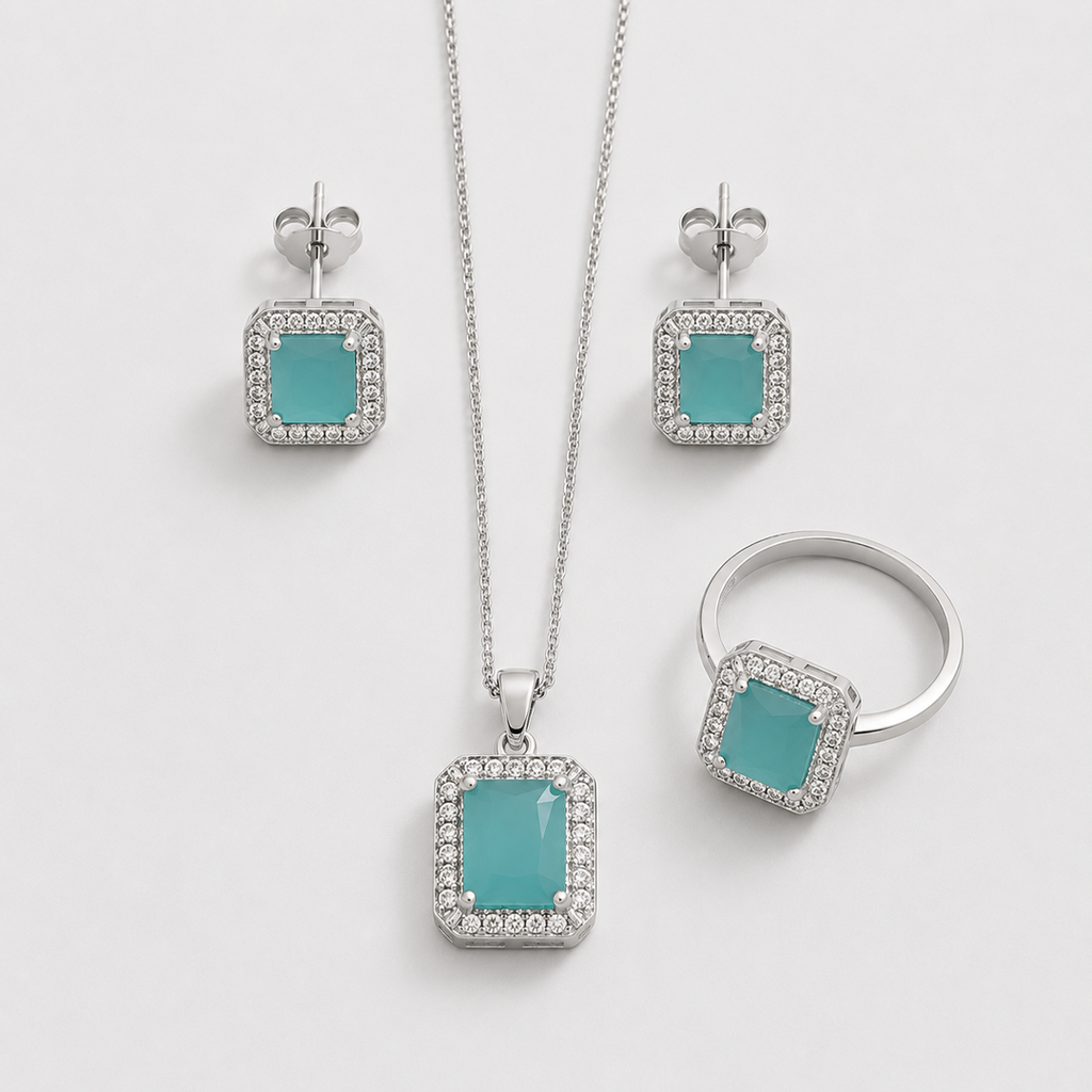 Blue Crystal Jewelry Set