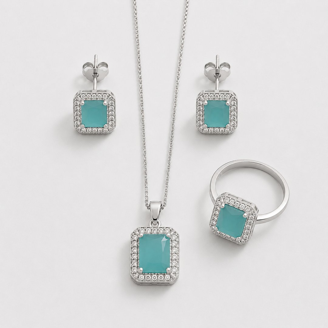 Blue Crystal Jewelry Set