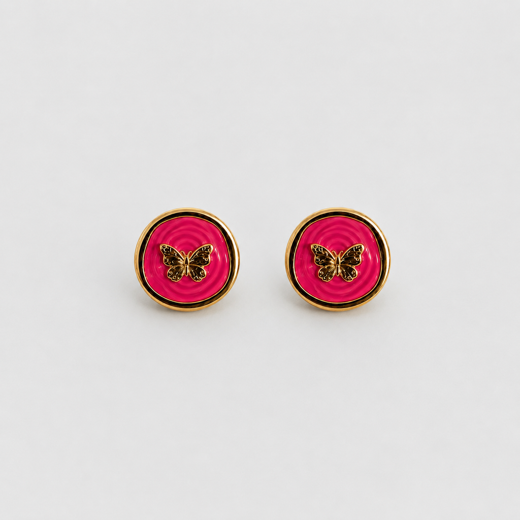 Hot Pink Butterfuly Studs