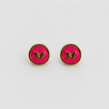 Fuchsia Enamel Butterfly Stud Earrings