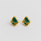Organic Green Enamel Golden Studs