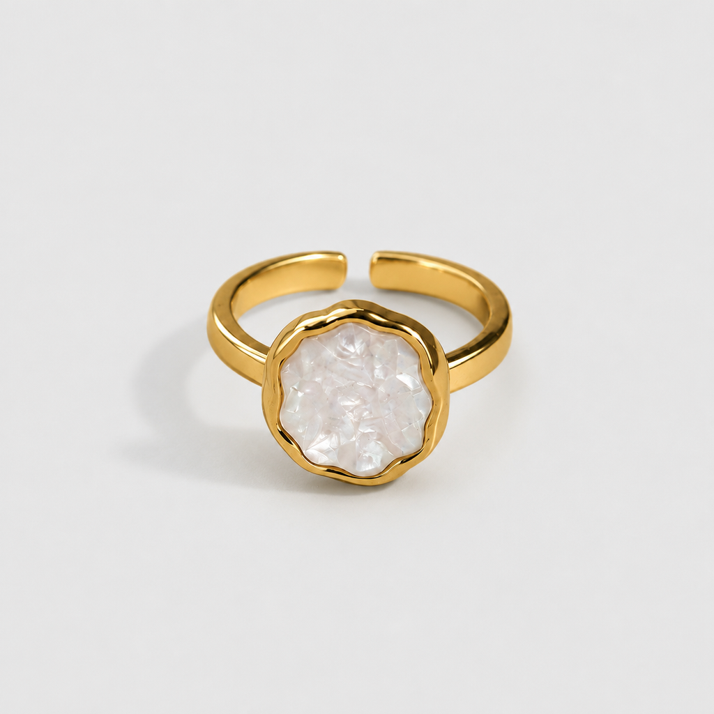 White Enamel Gold Ring