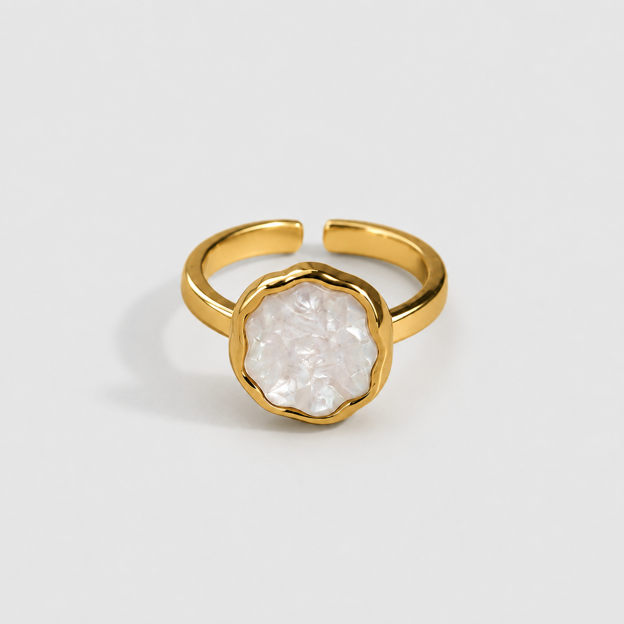 White Enamel Gold Ring