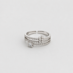 Triple-Band Sparkle Statement Ring