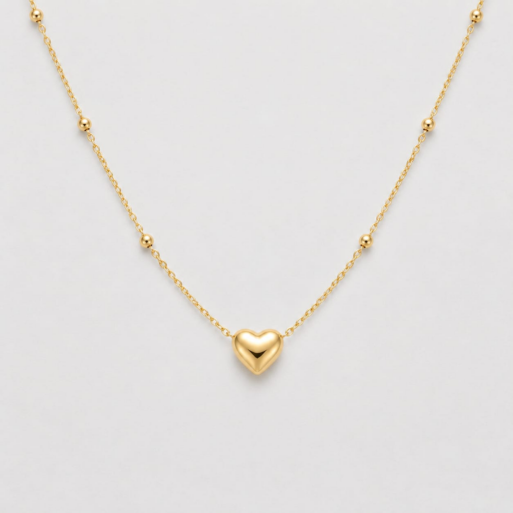Puffy Heart Beaded Necklace