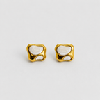 Organic White Enamel & Gold Studs