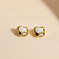 Organic White Enamel & Gold Studs
