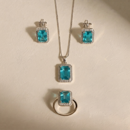 Azure Horizon Halo Jewelry Set
