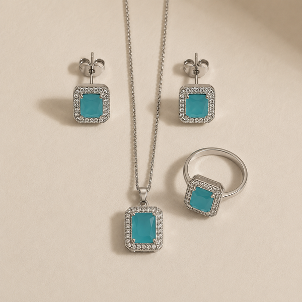 Blue Crystal Jewelry Set