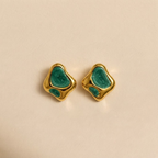 Organic Green Enamel Golden Studs