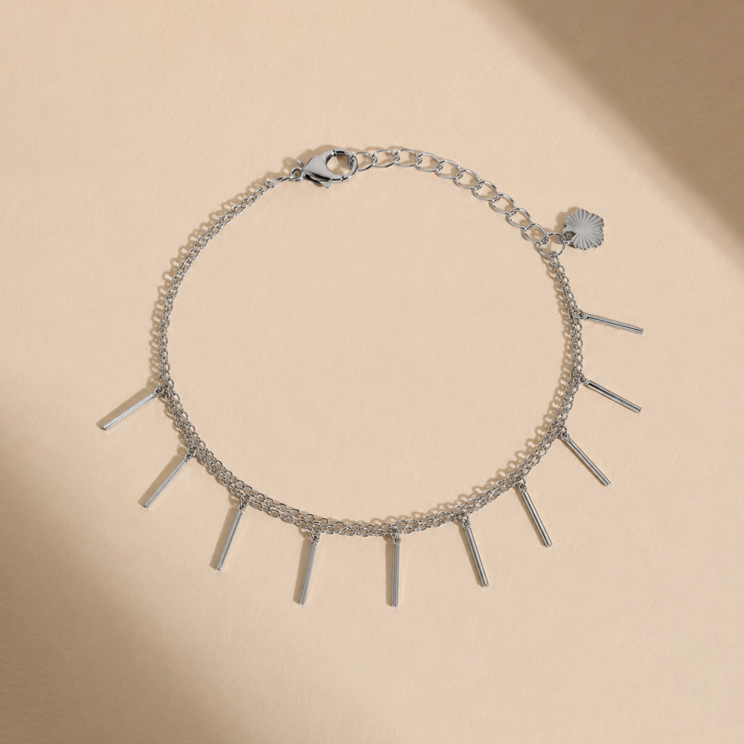 Modern Bar Charm Silver Bracelet