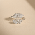Silver Feather Crystal Ring