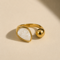 White Teardrop Gold Ring