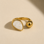 White Teardrop Gold Ring