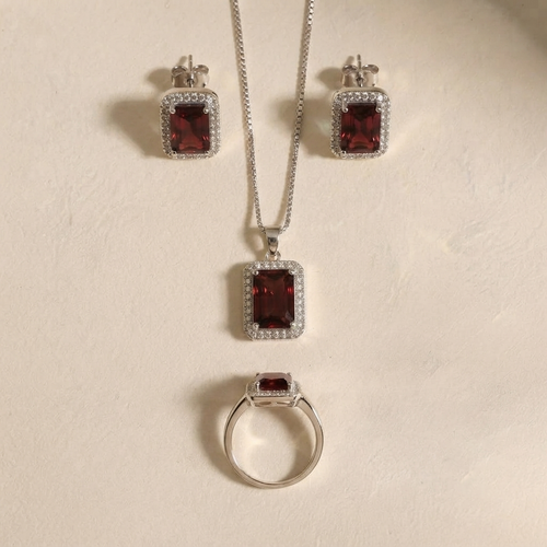 Crimson Horizon Halo Jewelry Set