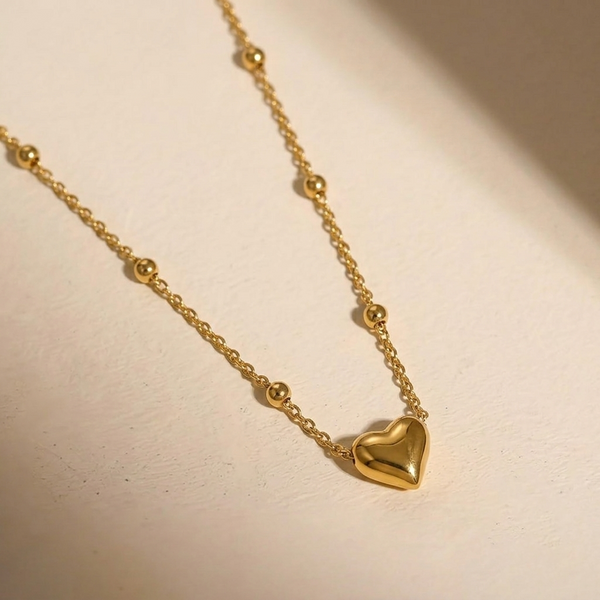 Puffy Heart Beaded Necklace