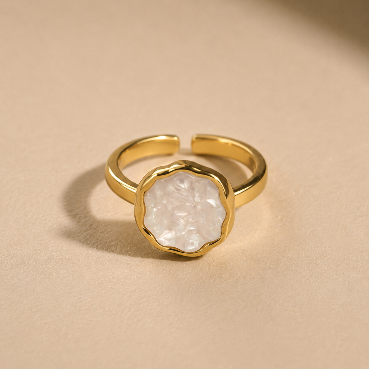 White Enamel Gold Ring