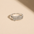 Triple-Band Sparkle Statement Ring