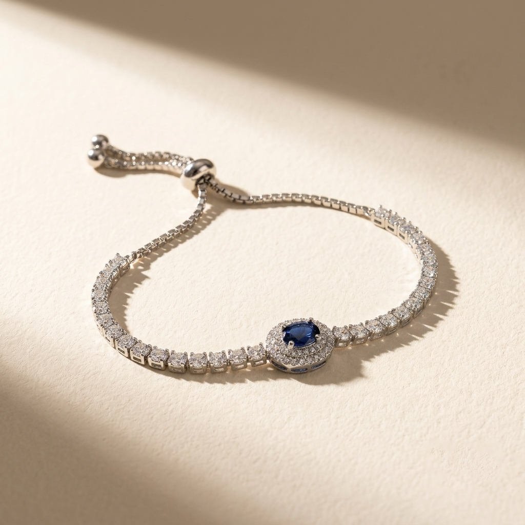 Midnight Sapphire Halo Tennis Bracelet