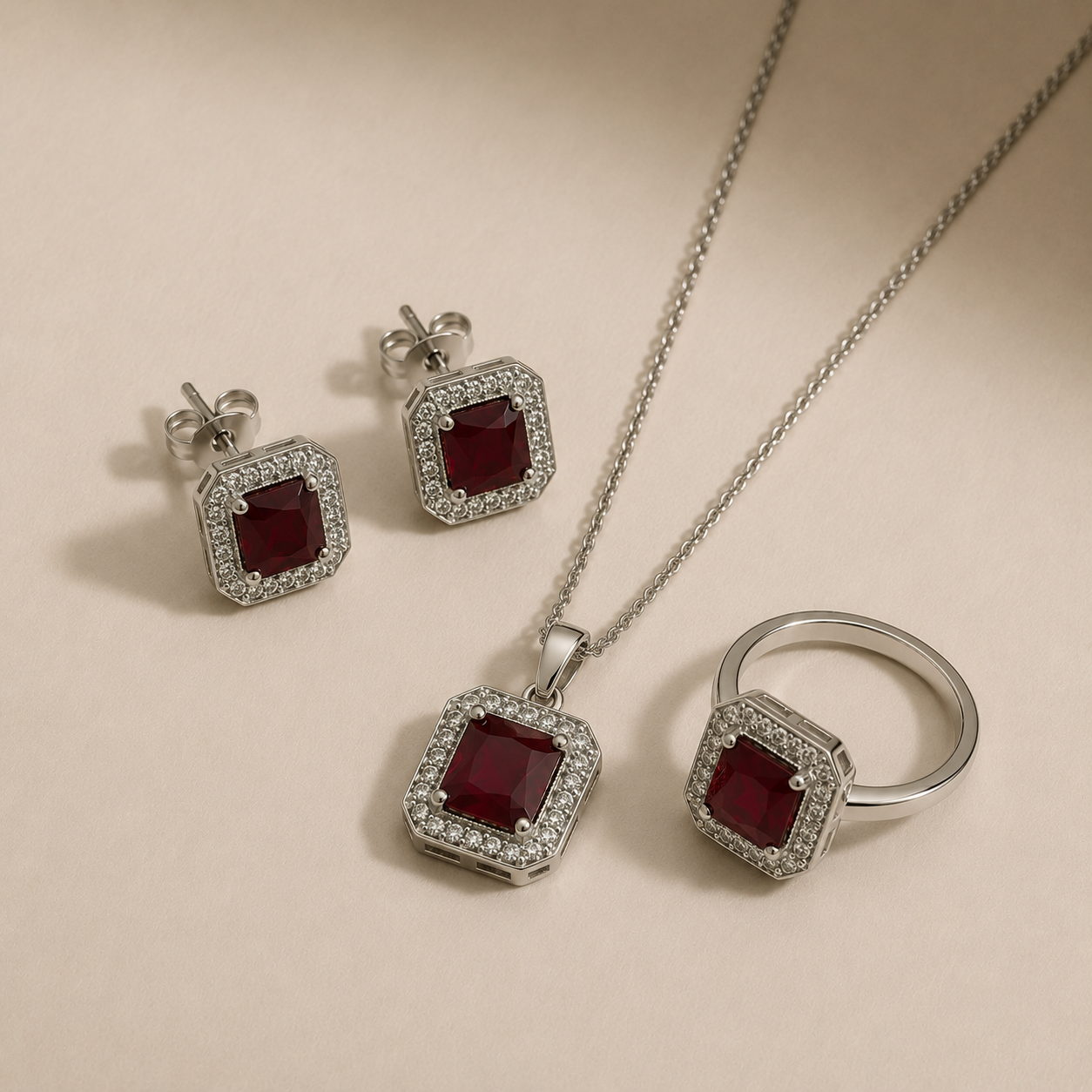 Deep Red Horizon Jewelry Set