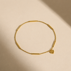 Textured Heart & Gold Bar Chain Bracelet