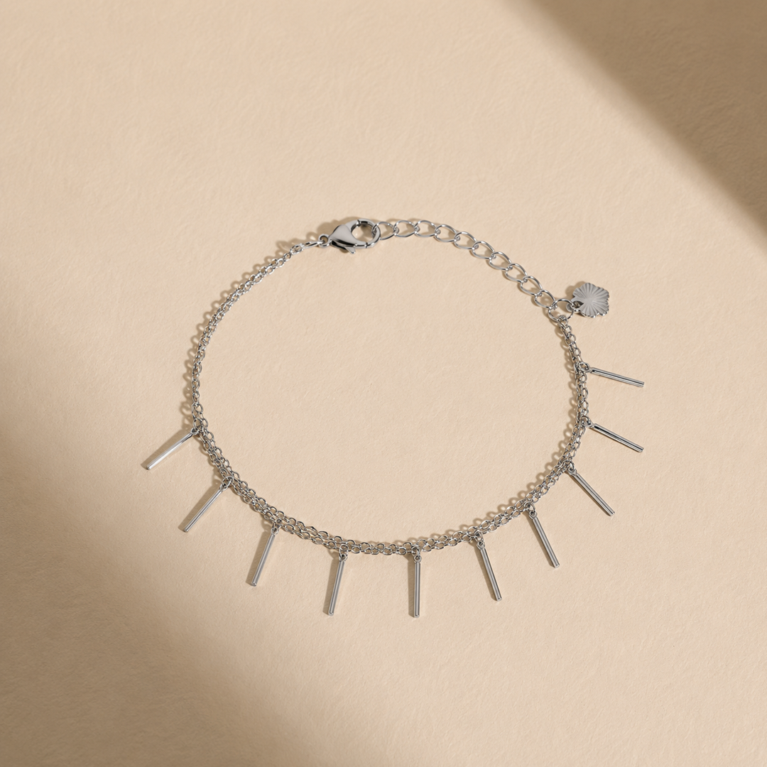 Modern Bar Charm Silver Bracelet