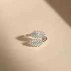 Silver Feather Crystal Ring