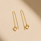 Golden Heart Drop Earrings