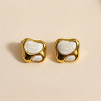 Organic White Enamel & Gold Studs