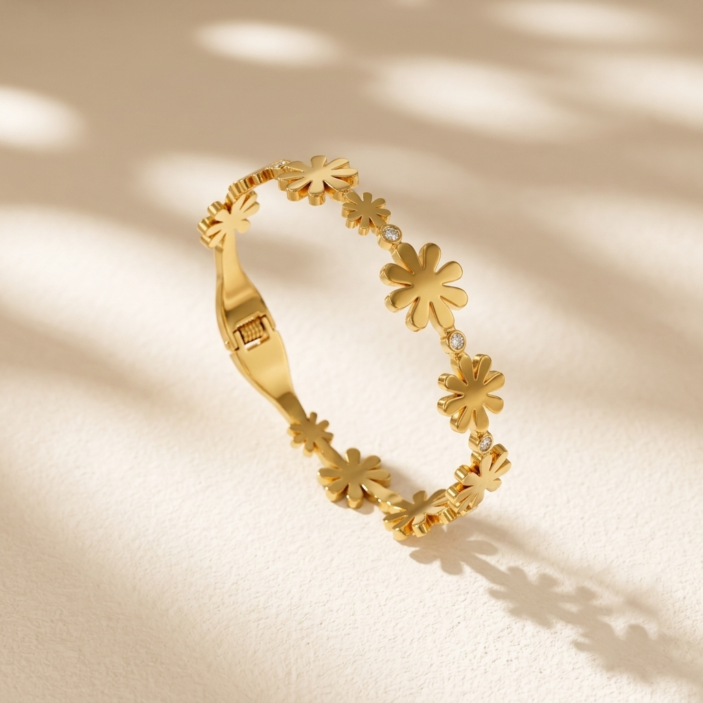 Golden Daisy Cuff Bracelet