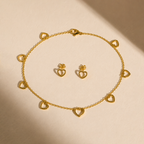 Sweetheart Charm Necklace & Studs Set