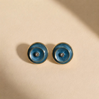Blue Enamel & Crystal Stud Earrings
