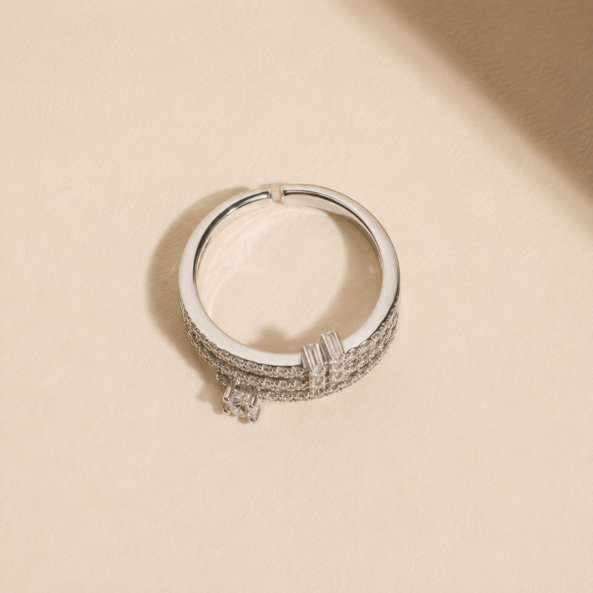 Triple-Band Sparkle Statement Ring