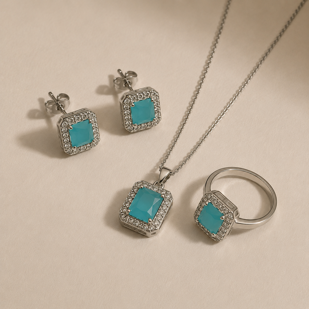 Blue Crystal Jewelry Set
