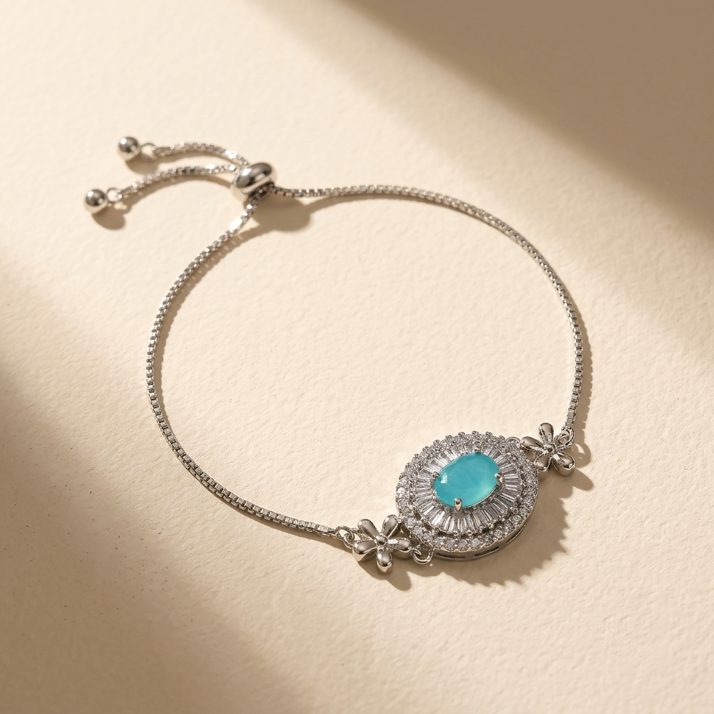 Blue Floral Slider Bracelet