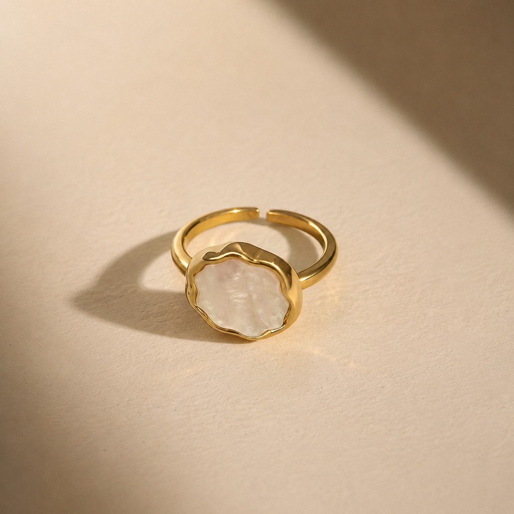 White Enamel Gold Ring