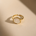 White Enamel Gold Ring